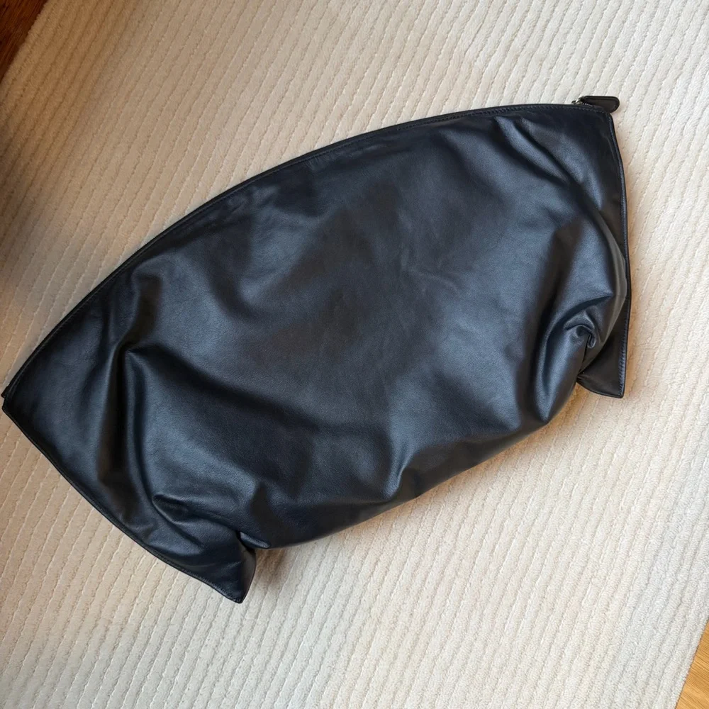 The Row Black Oversized Leather Clutch